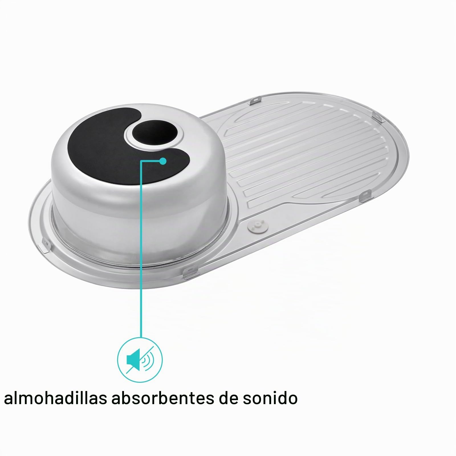 JASSFERRY Fregadero de cocina un seno, de Acero Inoxidable, escurridor reversible, con colador de residuos