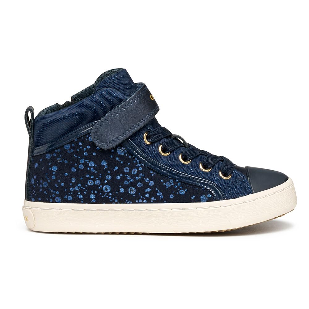 Geox Junior J Kalispera Girl Sneakers, Navy/Lt Gold, 30 EU