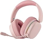 EPOMAKER X Aula G7 Pro Wireless Gaming Headset, Dual Mode BT5.3 & 2.4GHz, 7.1 Surround Sound, 80+ Hour Battery, RGB Light, with Noise Canceling Mic for PS5, PS4, Switch, PC (Pink)