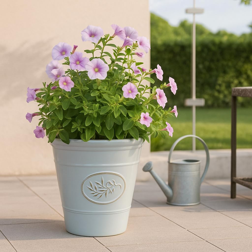 Jack Stonehouse Classic Olive Planter Ceramic Look 14Lt 30Cm Round Flower Pot Recycled Plastic from B&Q