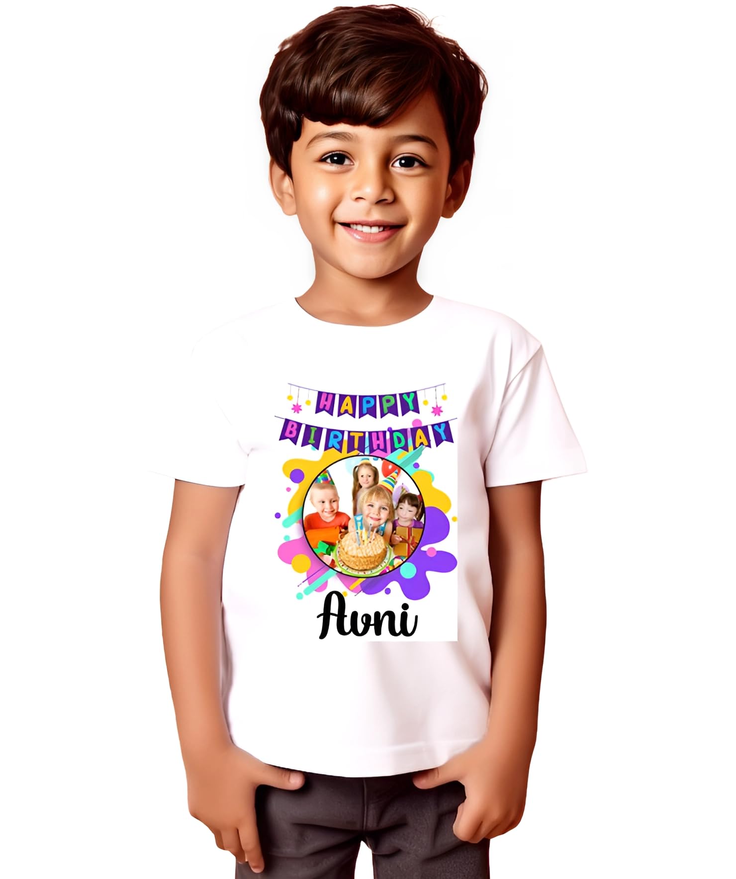 CustomPRINTKART Personalized, Customized Printed | White Color | Half Sleeve | Polycotton T-Shirts for Kids, Boys, Girls, Men, Women