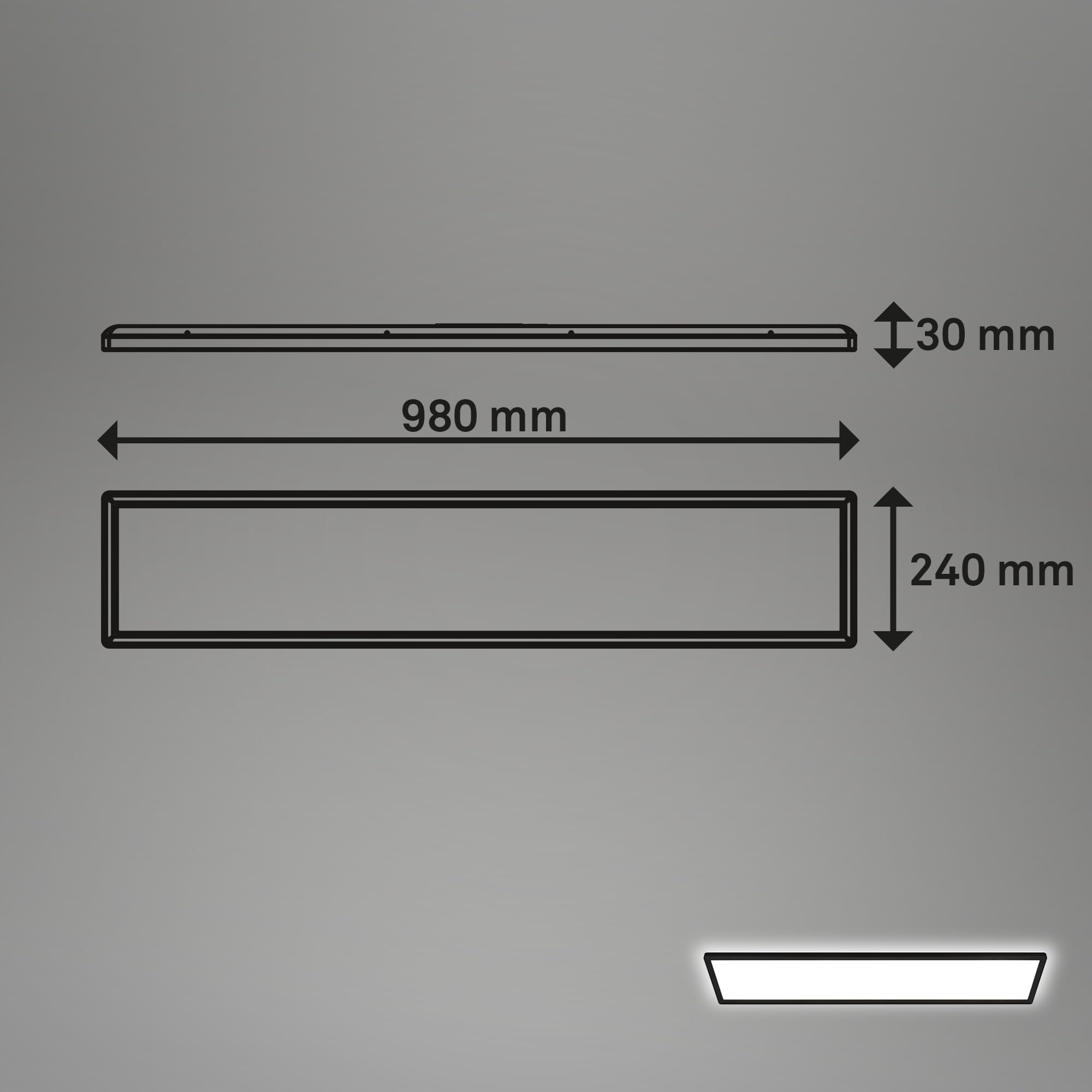 BRILONER - Lampa LED sufitowa 98 cm, płaska, ze światłem pośrednim, neutralna biel, do salonu, kuchni, panel LED, 98x20x3 cm, czarna – nowoczesny design i wydajność