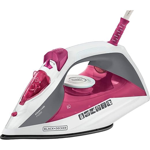 BLACK+DECKER Ferro de Passar Roupa, com Vaporizador com Base Antiaderente, Rosa, Modelo FX2200, 110V