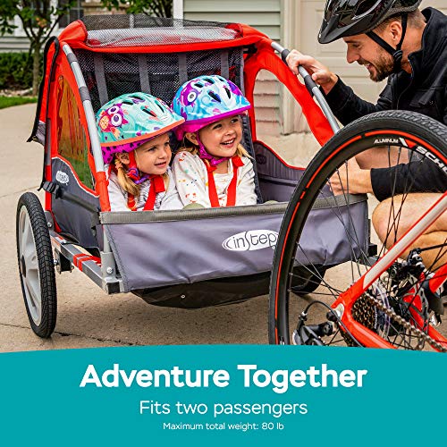 Instep Bike Trailer for Kids, Single and Double Seat, Single Seat, Red - Thumbnail 2