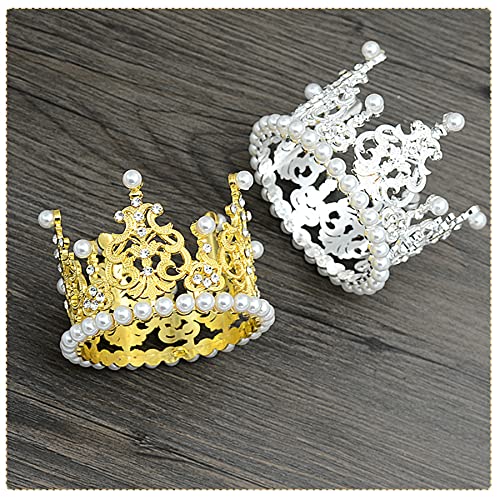 BIPY 2 Stück Hundekrone Stirnband Haustier Geburtstag Hüte Kopfschmuck Gold Silber Prinzessin Strass Kunstperle Krone Tiaras für mittelgroße kleine Welpen Katzen Hunde Party Hochzeit Haarschmuck