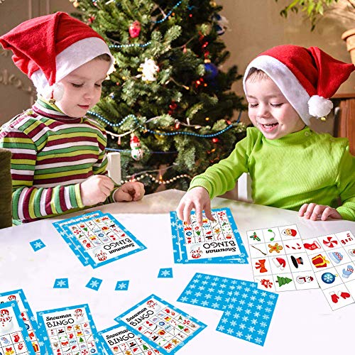 Happy Storm Christmas Bingo Game for Kids Adults, Snowman Bingo Cards 24 Players Winter Holiday Games Activities Christmas Crafts for Kids Family Large Group Party Favors Supplies Toys Gifts — view 6