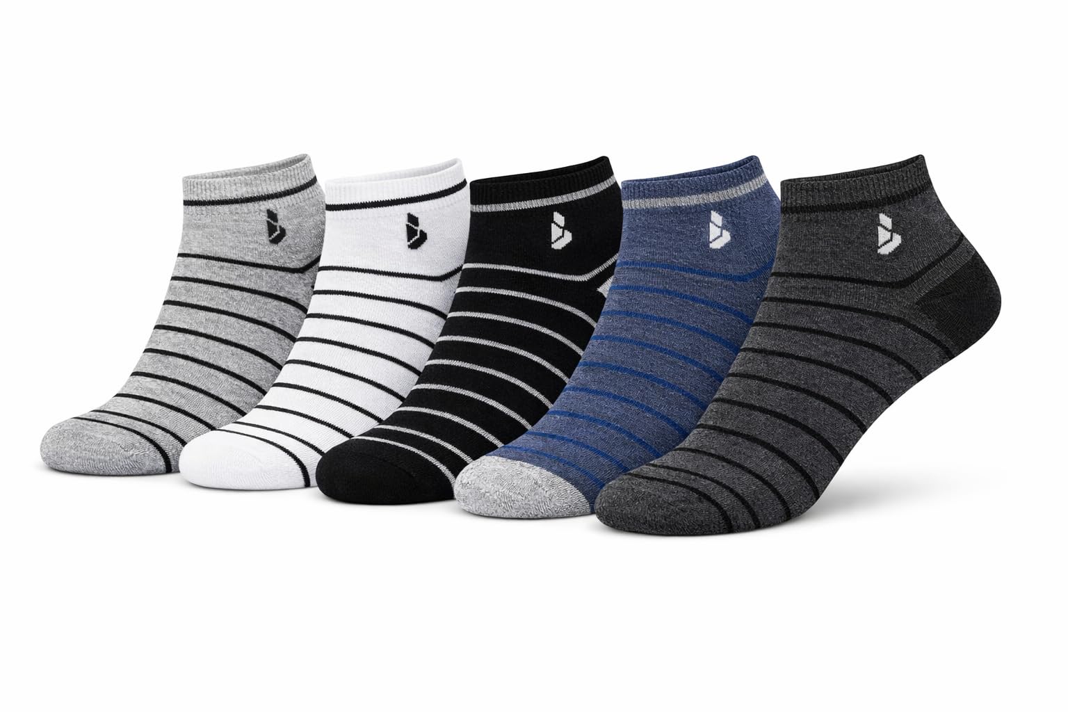 bahuzo Men's Ankle Length Socks, Lightweight Non-Terry, Striped Pattern, Cotton Blend, Multicolour, Free Size, 5 Pairs-picture-19