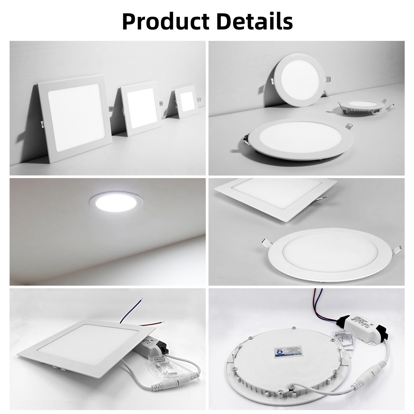 8er-Pack 24 W quadratische Einbauleuchte for Decke und Dusche dünnes Downlight 3000 K Küche Schlafzimmer Waschküche Schrankraum(24W,7 Pack)