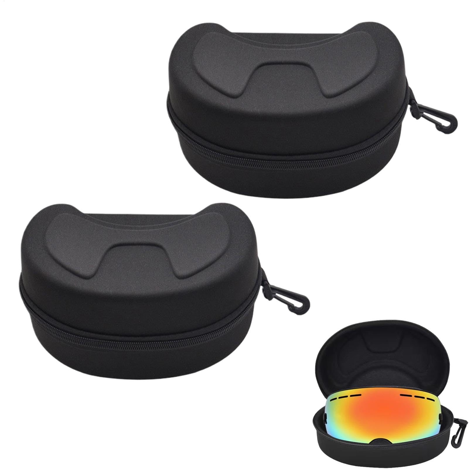 2 Pieces Large Hard Sports Glasses Case, Snows Goggles Case, Sports Glasses Storage Holder, Snows Swim Goggles Storage Box, Safety Zippered Goggle Cases