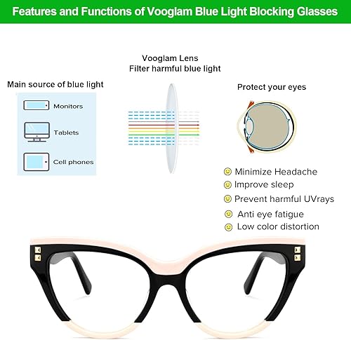 Miniatura 5 de VOOGLAM Gafas de luz azul de ojo de gato de gran tamaño con estilo para mujer, antifatiga ocular, gafas secas Kornegay
