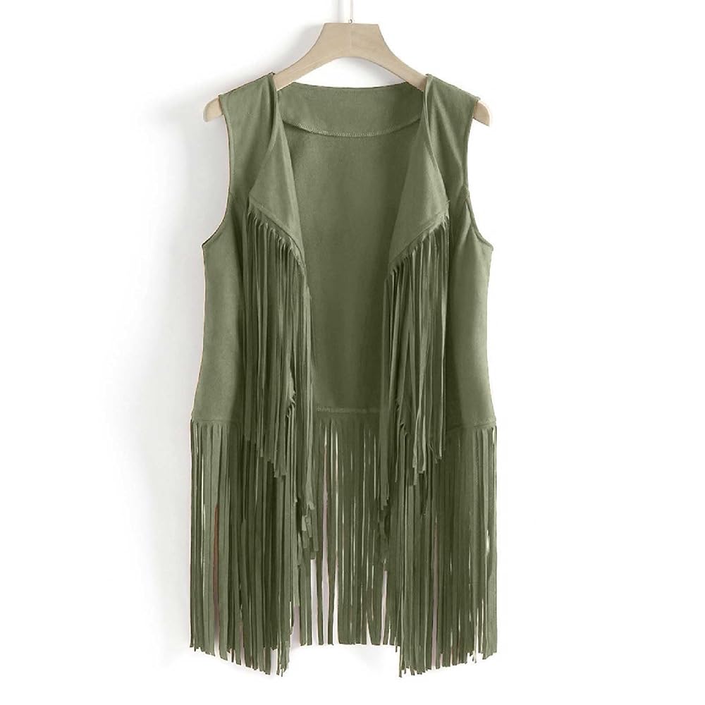 Acka fringe flower long vest サイズ2 HGps8w Women's Long Fringe Vest 70s Hippie Cardigan