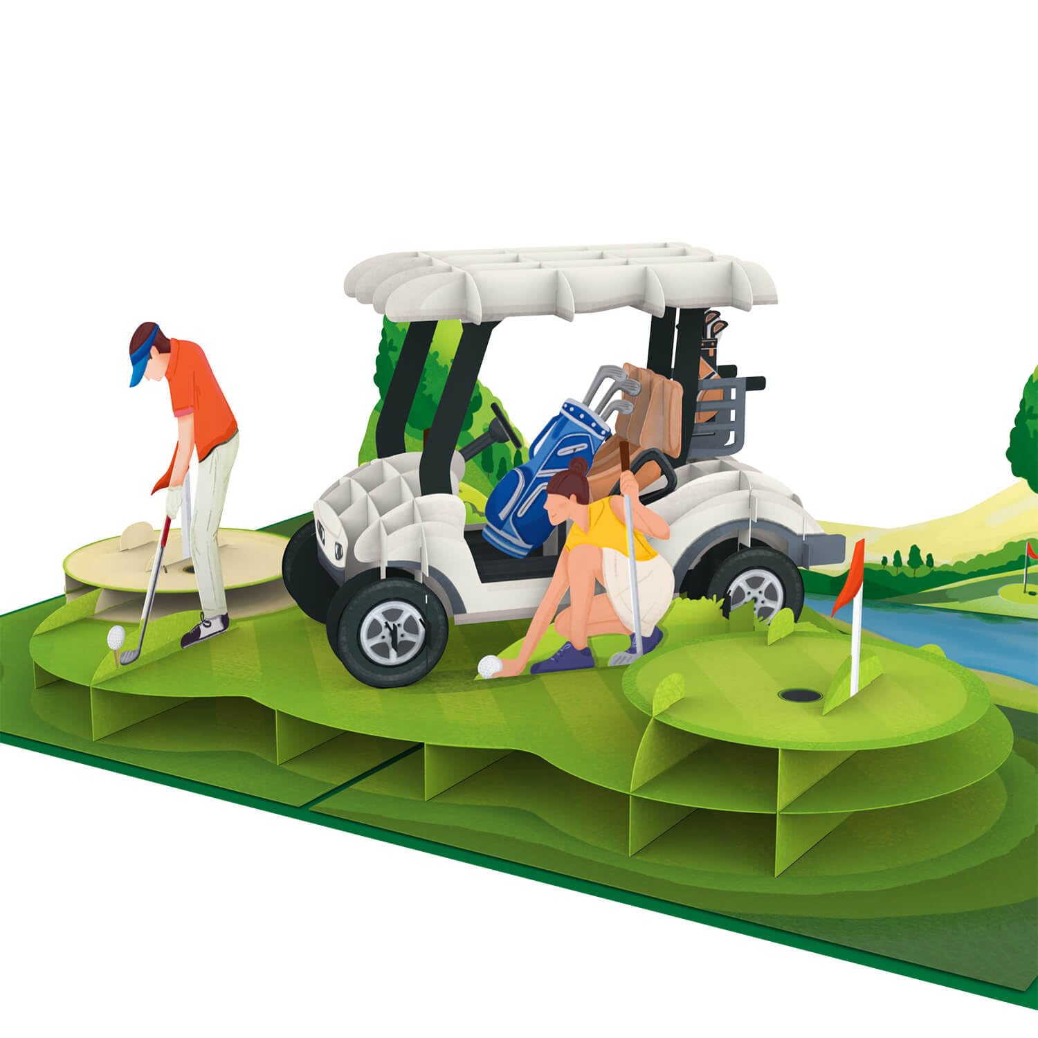 papercrush® Pop-Up Karte Golf - 3D Geburtstagskarte für Golfer & Golferin, Golfen Gutscheinkarte für Geldgeschenk, Besondere Geschenkkarte für Golfspieler, Lustiges Golfgeschenk für Frauen & Männer