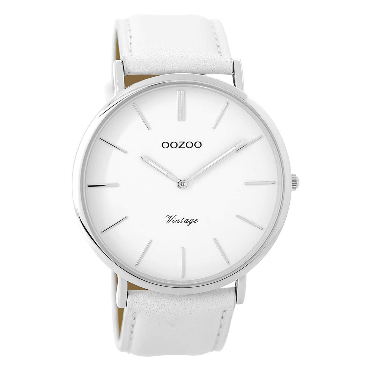Oozoo Vintage Herrenuhr Lederband 44 MM Weiss/Weiss C9310
