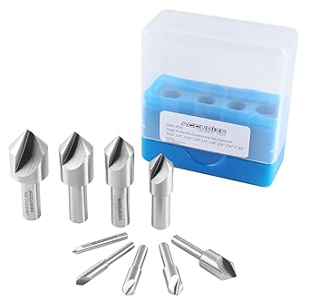 Accusize Industrial Tools 9 Pc Single Flute H.S.S. Countersink Set, 82 Degrees, Ground, 0245-1029