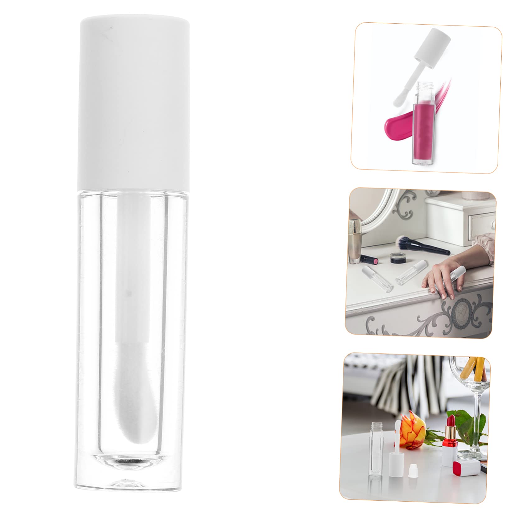 UKCOCO 10pezzi Trasparente Per Lucidalabbra Tubetto Rotondo Bianco Per Balsamo Per Labbra Per Labbra Realizzato in Materiale Abs Durevole