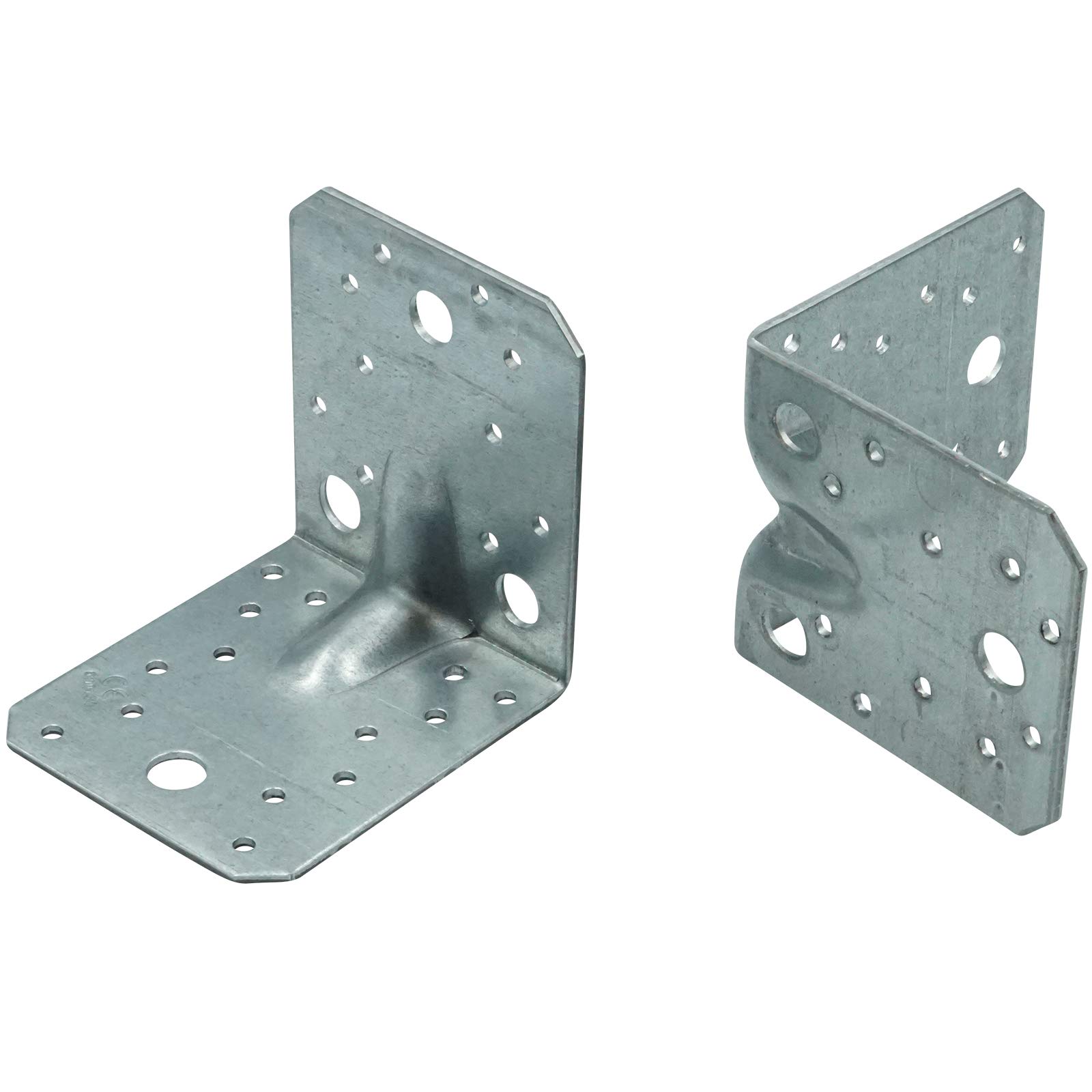 Winkelverbinder mit Steg - 105 x 105 x 90 mm - 100 er Set - Feuerverzinkt - Lochwinkel Rippe Sicke - Made in Germany - SC