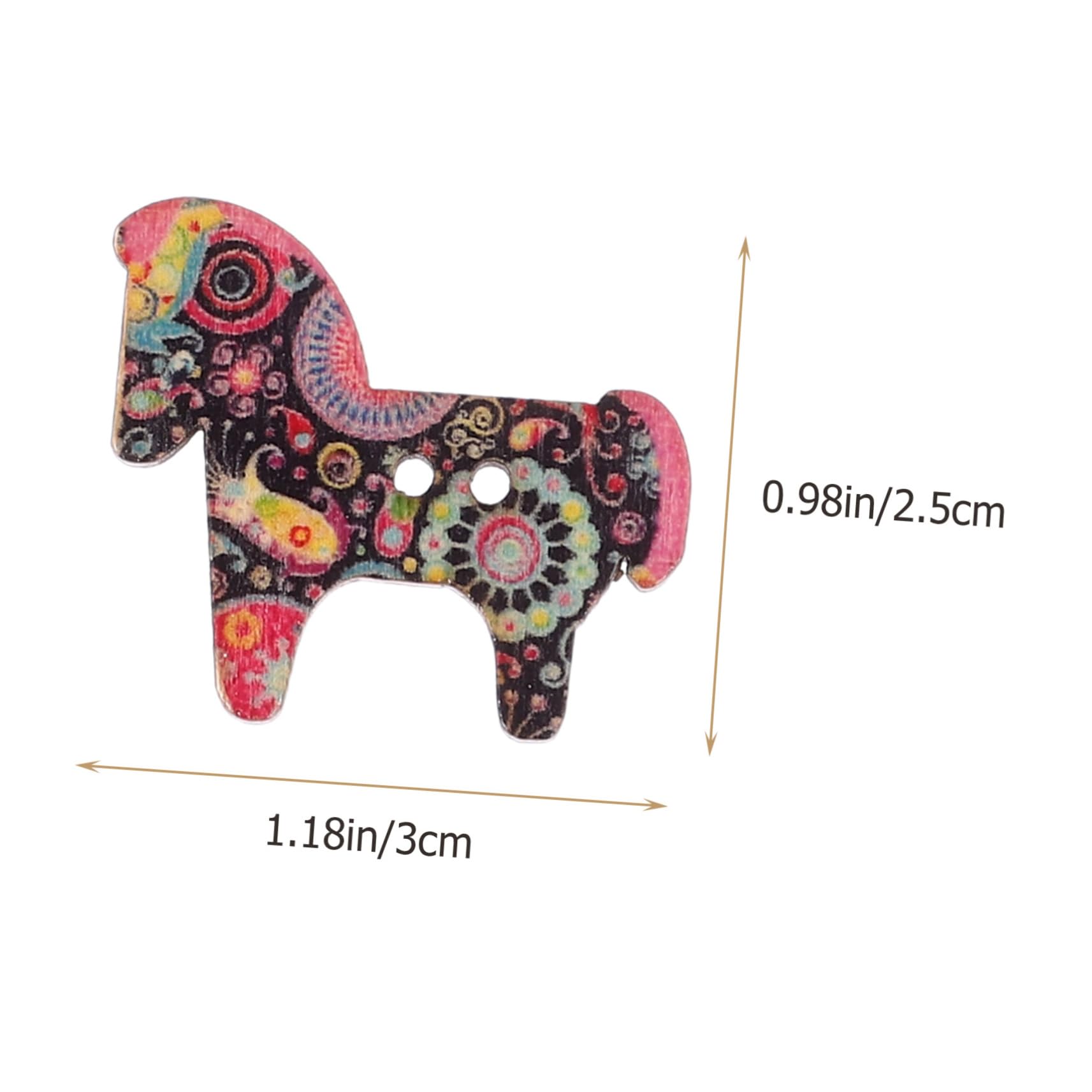 LIFKOME Bottoni in Legno a Forma di Piccolo Cavallo Dipinto, 50 Pezzi per Cucito Fai da Te, Pratici e Decorativi Adatti per Zaini e Cappotti