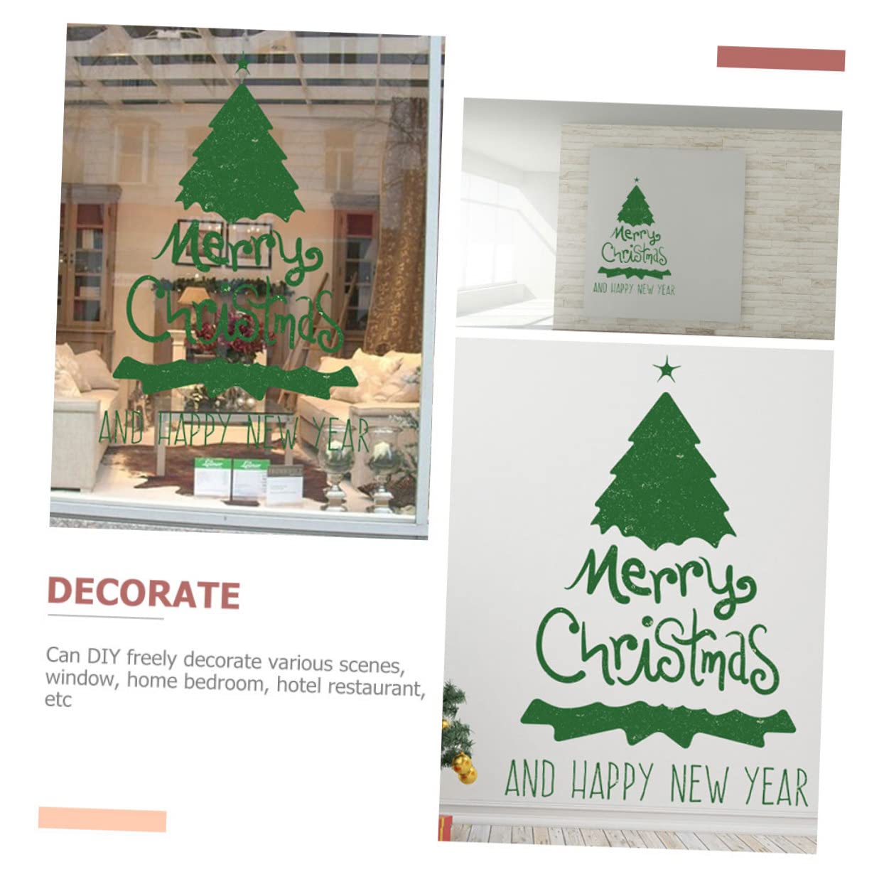 IMIKEYA 8 Blätter Wandtattoo Weihnachtsbaum Weihnachtsbaum-fensterfolie Winterfensteraufkleber Weihnachtliche Wandtattoos Weihnachtsdekorationen Für Schlafzimmer Weihnachtswand Pvc Green