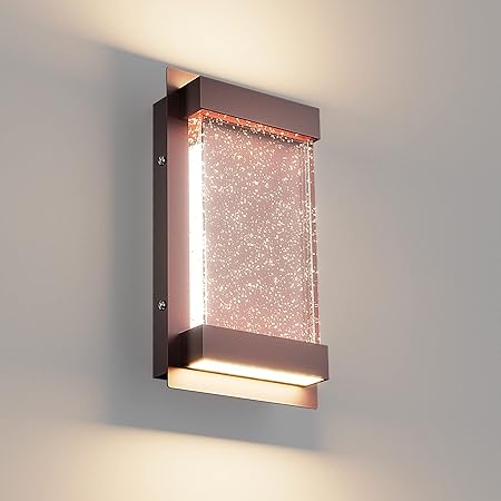 Aoceley Modern Outdoor Wall Sconce with Seeded Glass 3000K LED Outdoor ...