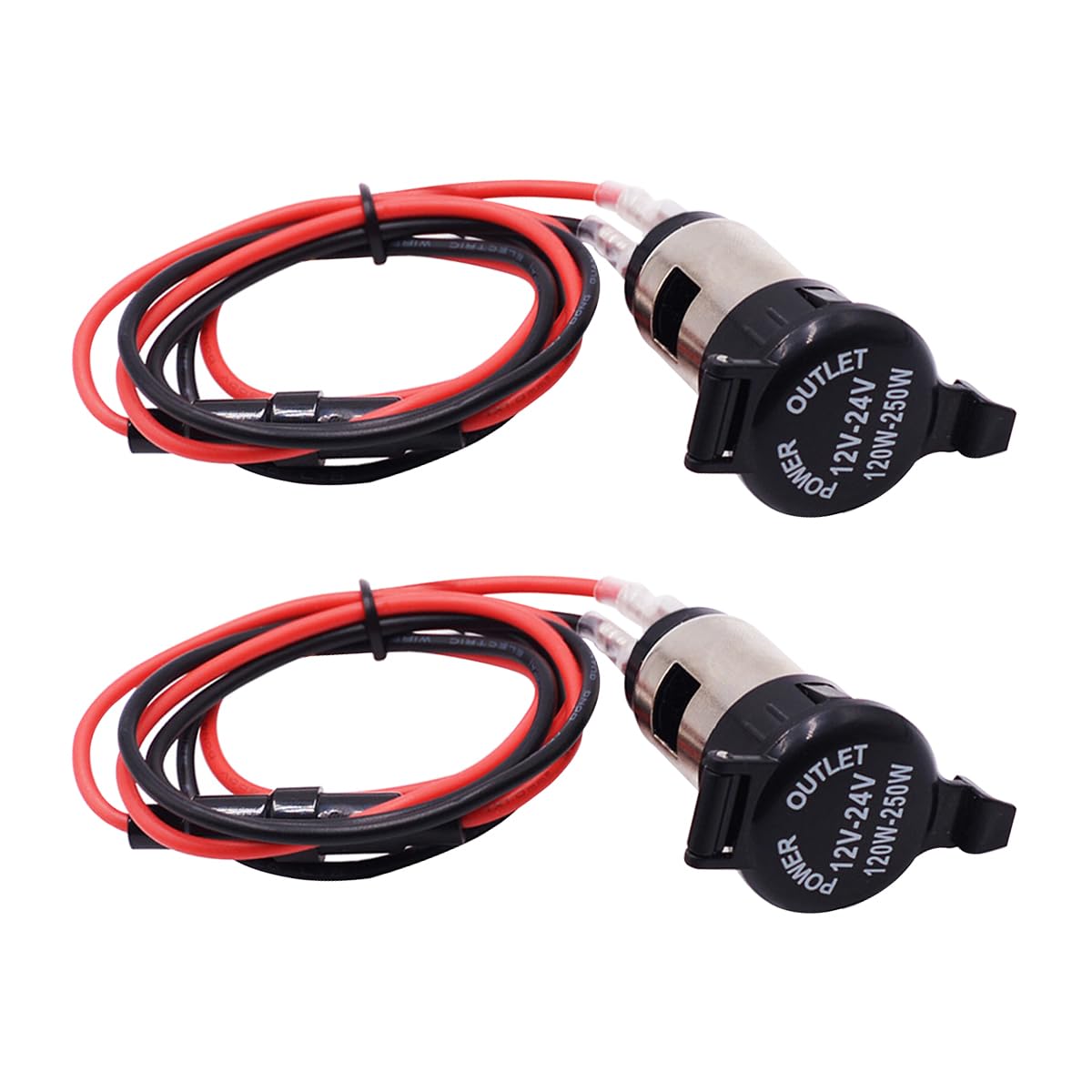 Presa Accendisigari 12V-24V Impermeabile Con Fusibile E Cavo Da 1 M, Set Da 2 Pezzi Per Auto, Moto E Imbarcazioni