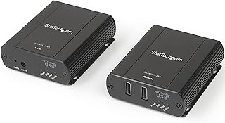 StarTech.com 2 Port USB 2.0 Extender Hub Over Cat5e/Cat6 Cable (RJ45) - 330ft/100m Industrial Metal USB Extender Adapter Kit w/ESD Protection - Externally Powered - 480 Mbps (USB2002EXT2NA)