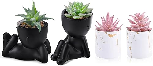 Miniatura 1 de Der Rose Paquete de 2 plantas falsas y 2 paquetes de plantas falsas para habitación, hogar, oficina, casa de campo, decoración de baño