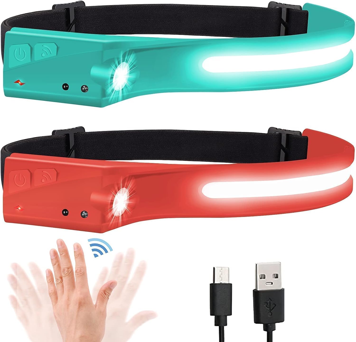 EGUKU Headlamp Flashlight 2 Pack Blue and Red
