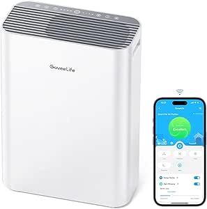 GoveeLife Smart Air Purifiers for Home Large Room, Air Purifiers for Pets with PM2.5 Sensor, Washable Pre-Filter for Pet Hair Lint, 24dB Large Air Purifier with App Control, Pet Lock