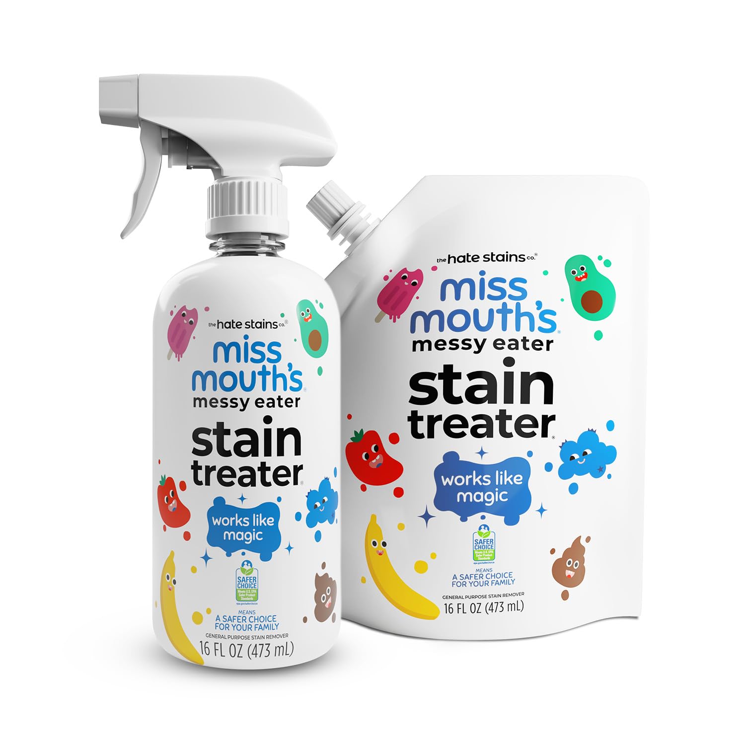 Messy Eater Stain Treater - 16oz Spray and 16oz Refill Pouch