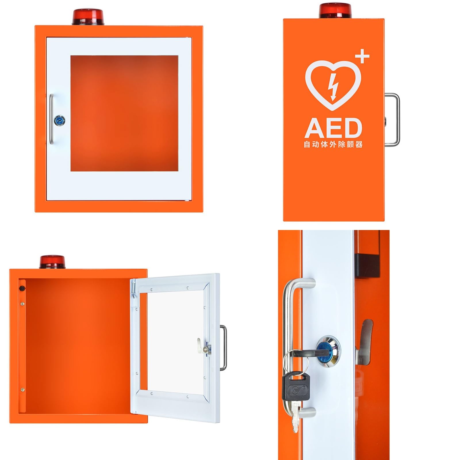 AED-Aufbewahrungsschrank, Defibrillator-Wandmontage-Alarmbox für Herz-Defibrillation, Erste-Hilfe-Schrank mit Licht und Alarm, AED-Defibrillator, Physio-Kontrolle für das Pflegeheimbüro