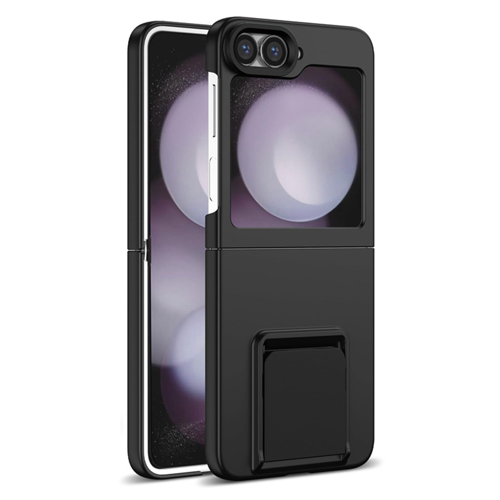 LUOTANL Slim Case for Samsung Galaxy Z Flip 8, Hidden Kickstand Frosted Light PC Shock Protection Cover,Black,Flip 8