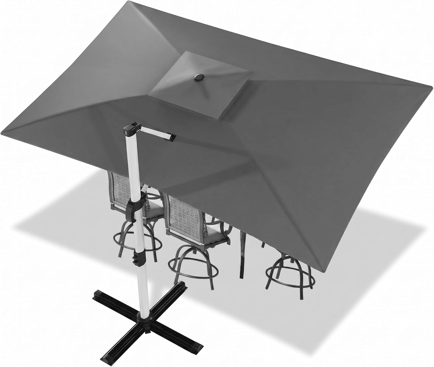 Devoko Sonnenschirm Groß Ampelschirm 300x400 cm, Sonnenschutz UV50+, Pedelschirm Doppeldach Wasserabweisend Gartenschirm mit Kurbel und Schutzhülle, 360°Rotation, Grau
