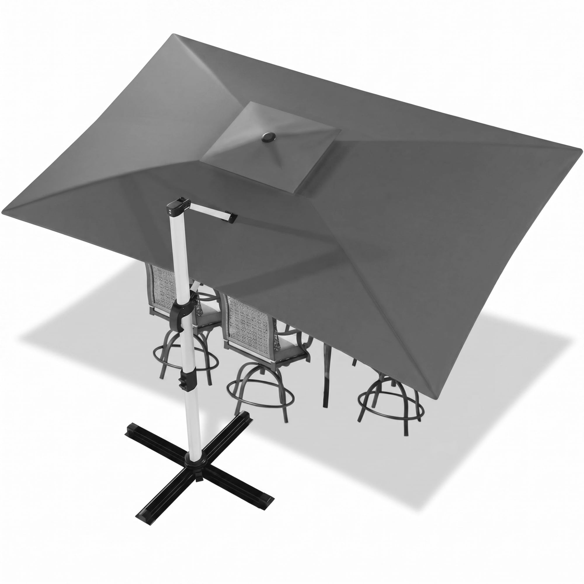 Devoko Sonnenschirm Groß Ampelschirm 300x400 cm, Sonnenschutz UV50+, Pedelschirm Doppeldach Wasserabweisend Gartenschirm mit Kurbel und Schutzhülle, 360°Rotation, Grau