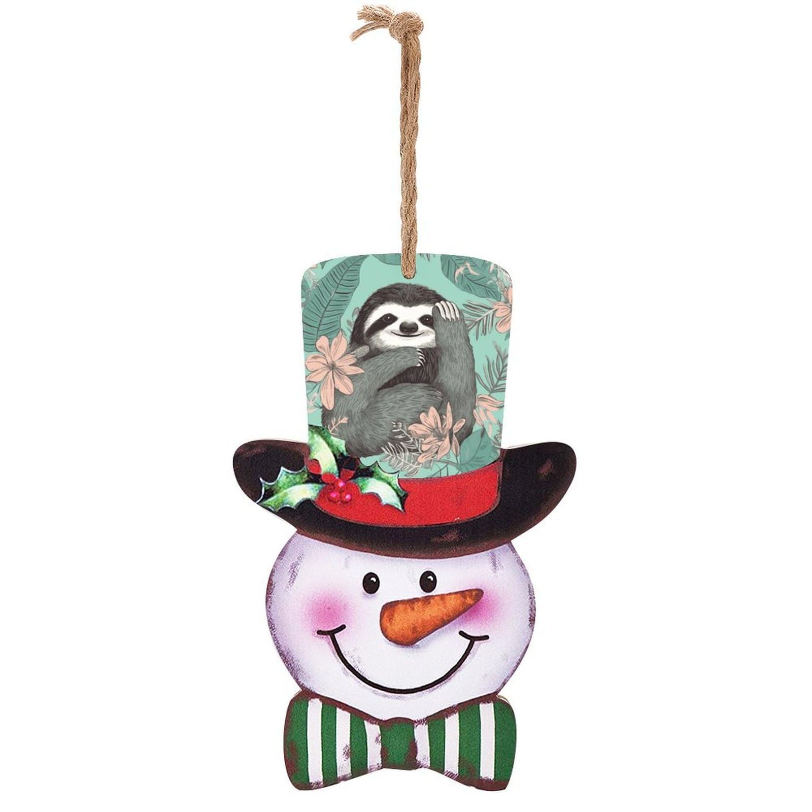 Animal Sloth Mint Green Snowman Decor Christmas Snowmans Hanging Decors Wooden Exquisite Holiday Decoration Sign for Home Window Wall Farmhouse Indoor Outdoo