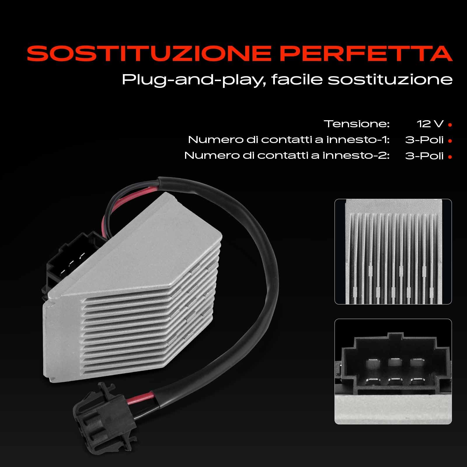 Frankberg Resistenza di riscaldamento Regolatore del ventilatore 6 Poli Compatibile con Polo 6C1 6R1 Polo 9A 9N Ibiza IV 6J5 6P1 Fabia III Station Wagon NJ5 Fabia II 542 Replace# 6Q1907521B