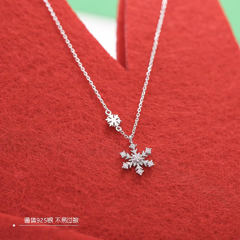 S925 sterling silver płatek śniegu naszyjnik temperament student łańcuszek do obojczyka wersja koreańska damski wisiorek na cały mecz szyi