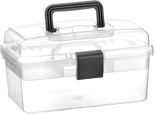 QWORK Caja de almacenamiento vacía transparente de primeros auxilios con bandeja extraíble, estuche de almacenamiento de plástico, organizador disponible en Yaxa Guatemala