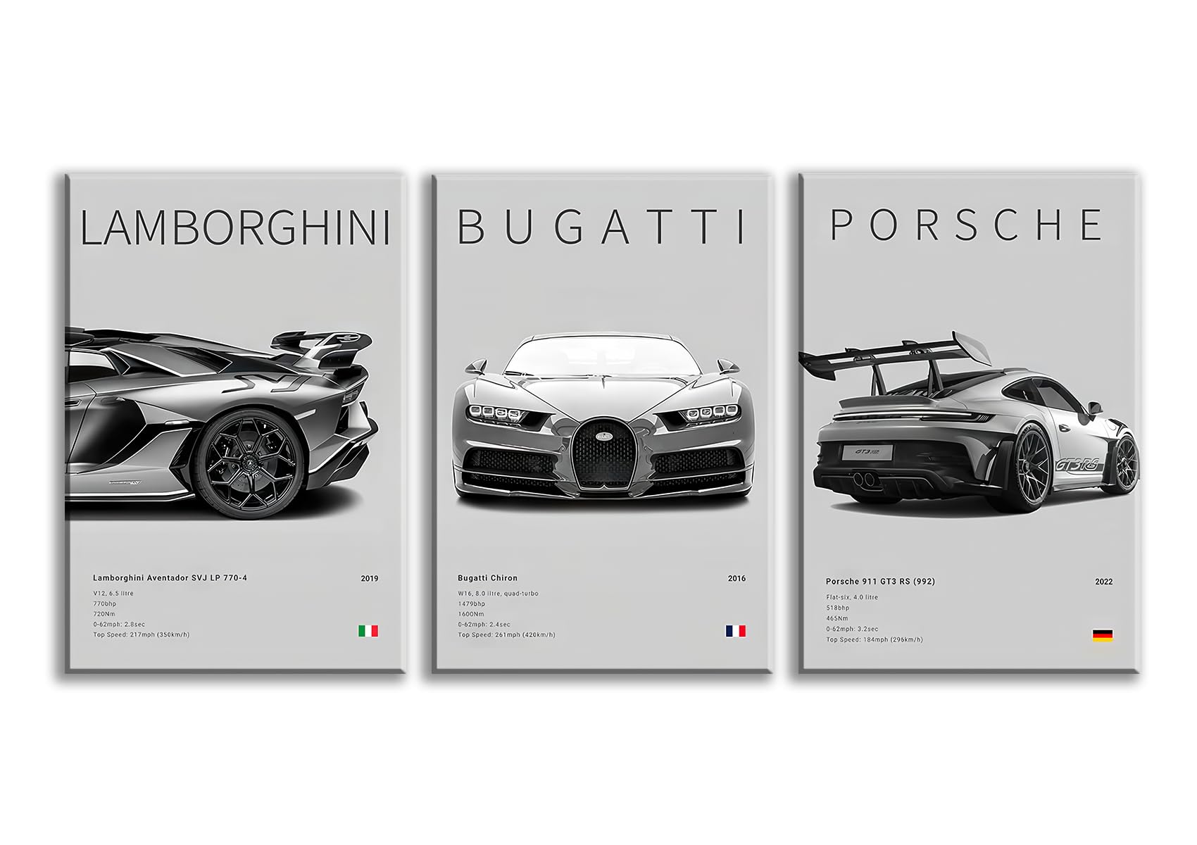 CSLGQGV Car Poster Vintage Racing Car Wall Art Supercar Canvas Prints Painting For Men Room Pictures Guys Dorm Room Aesthetics Decor Bedroom Office (black and white car frame, 12x16in)