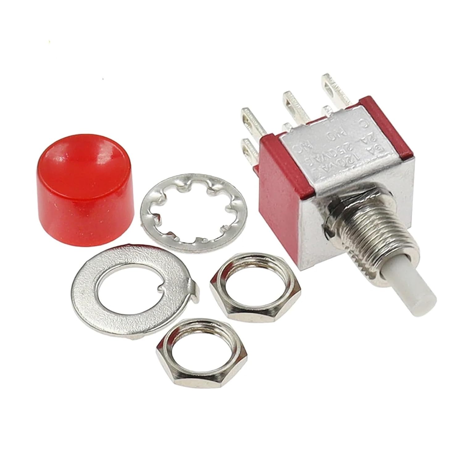 1PCS PS-202 6 Pins SPDT Momentary AC 2A/250V 5A/120V Push Button Pushbutton Switch 1 NO 1 NC