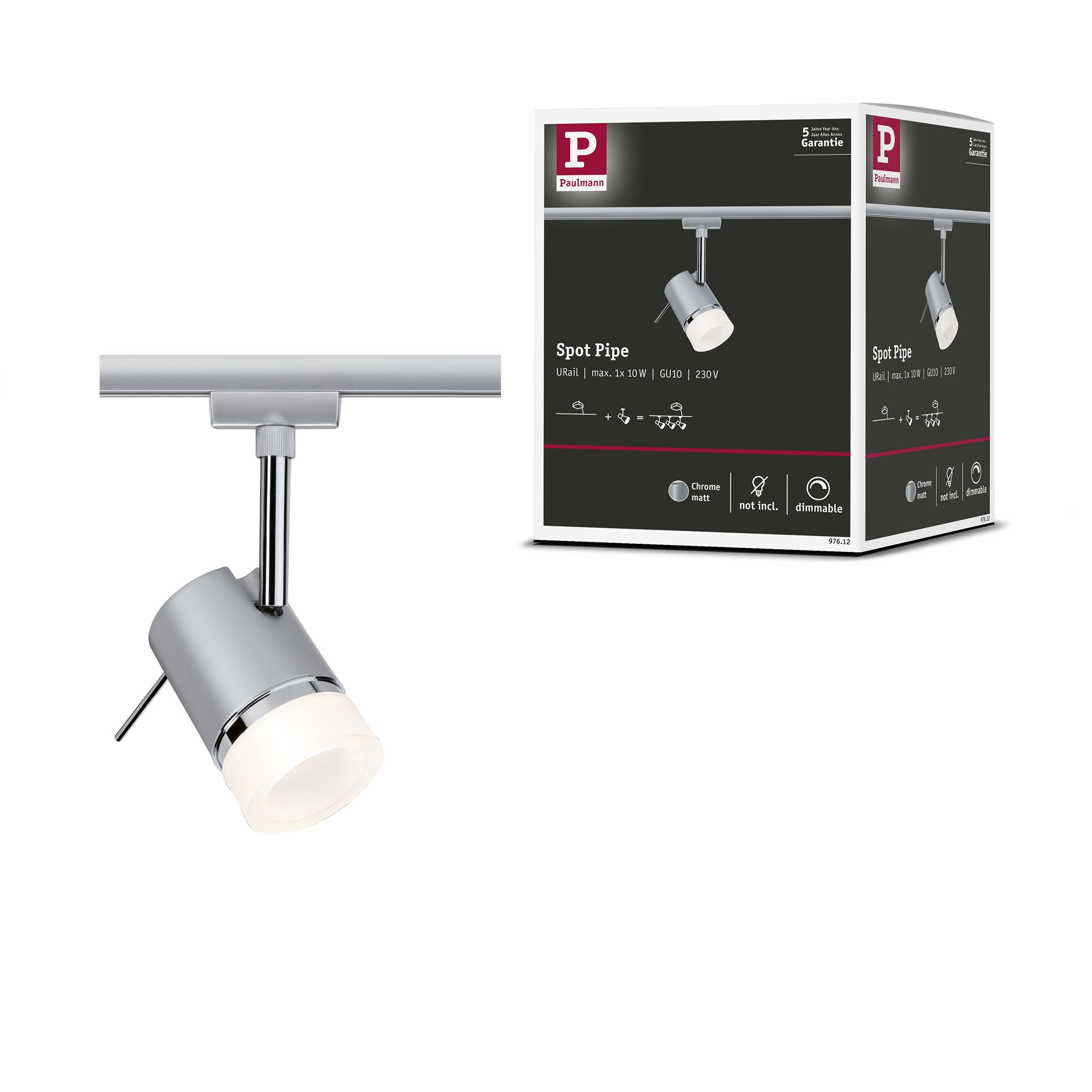 Paulmann 97612 URail High Voltage Rail Light GU10 10W LED Chrome Matt