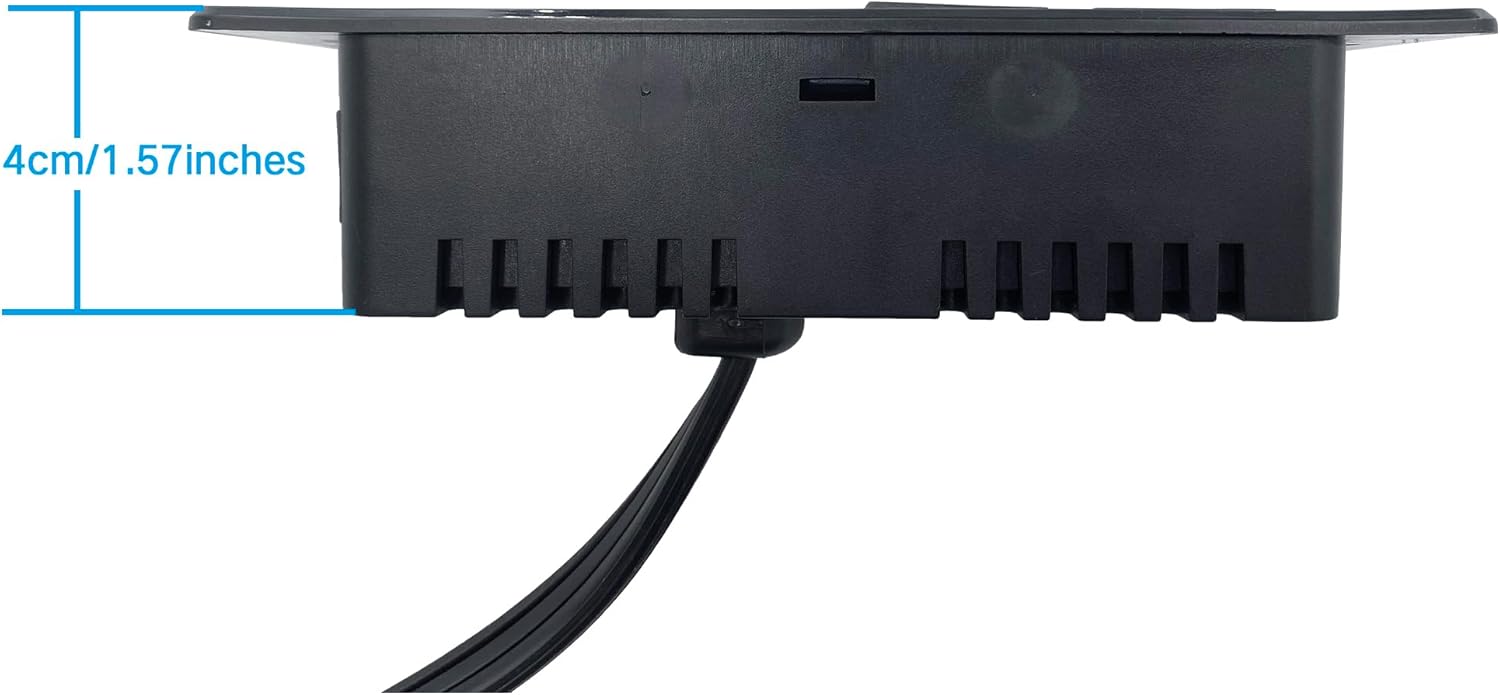 Side view of Emomo HX66P2U2R power strip showing 4cm depth