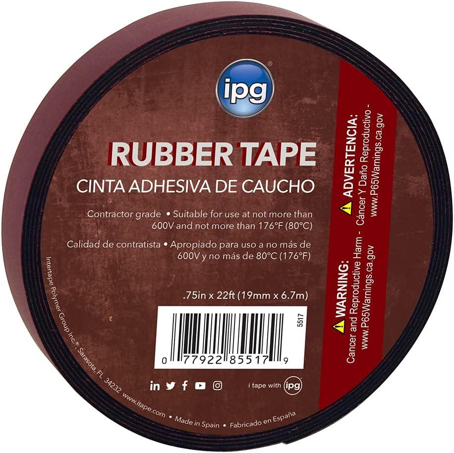 IPG 5517, 0.75" x 22 ft, Black (Single Roll) Rubber Tape