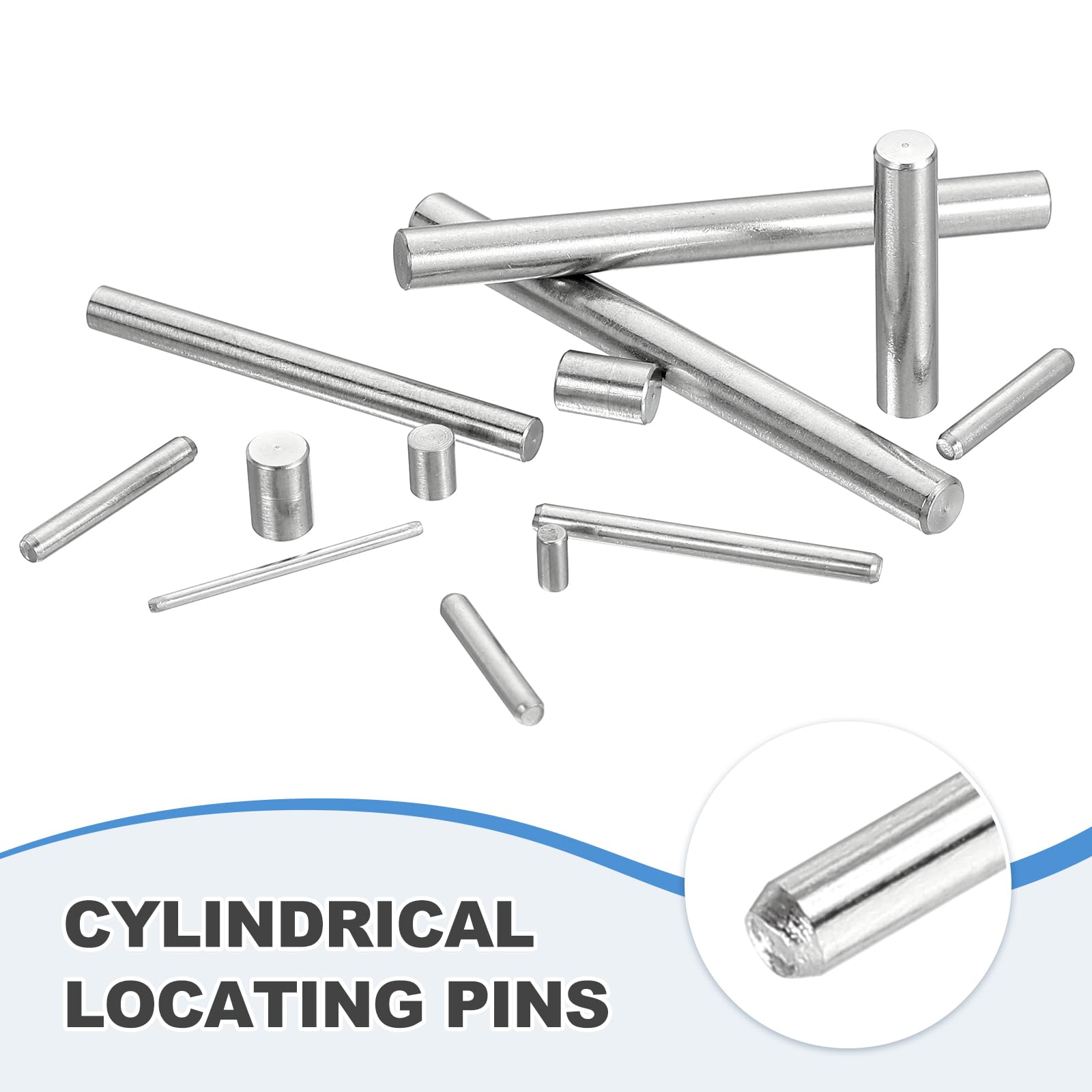 QUARKZMAN 110pz 1mm x 6mm, Cilindrica Perno in 304 Acciaio Inox, Spina Centraggio, Perno di Supporto in Metallo, Perni per Produzione Meccanica Industria Installazione Mobili, Argento