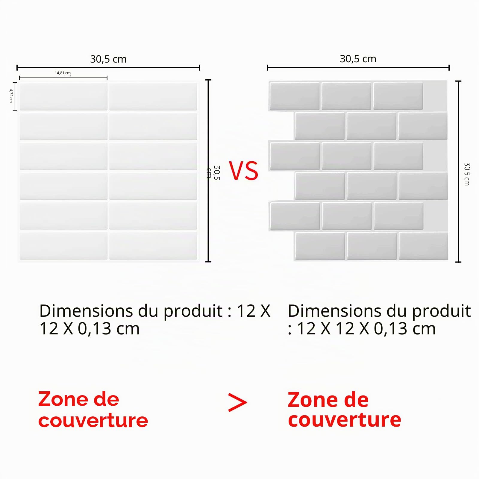 DEWOO Carrelage Adhesif Mural Cuisine Blanc Credence Adhesive 10 Pièces | 3D,Uni,Autocollant,Stickers,Vinyle,Plastique,Rectangle,Salle de Bain,Washbasin,Buanderie,Lavabo,30.5x 30.5 cm