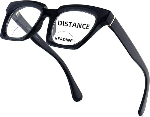 LOVIVY Lentes de lectura bifocales para mujer, invisibles, de doble enfoque, luz azul, Oprah, sin línea, transparentes, cuadrados, retro