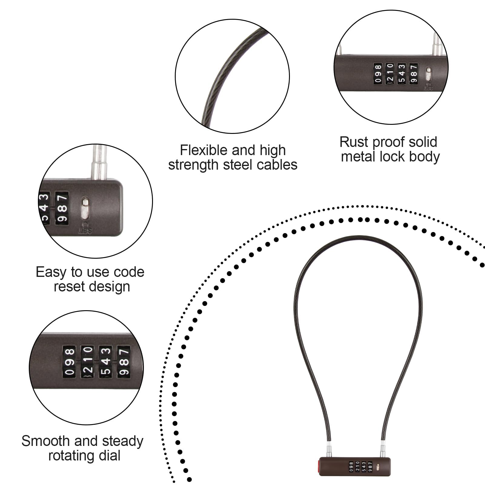 4-Digit Combination Cable Lock - Image 3