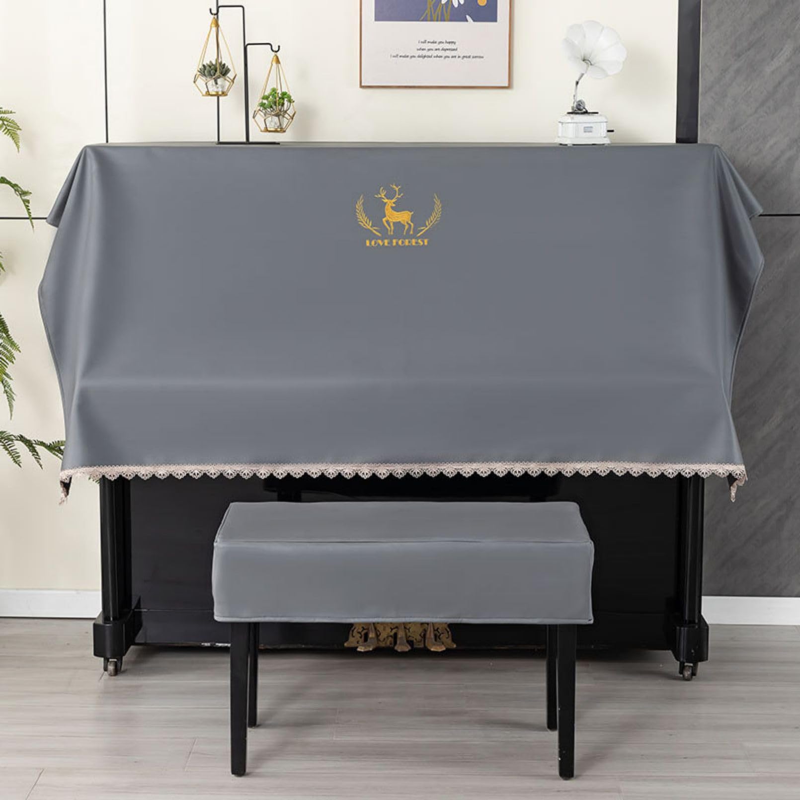 Cutfouwe Copertura della Tastiera del Pianoforte, Copertura Antipolvere del Pianoforte, Copertura Antipolvere della Tastiera del Pianoforte,Grigio,B1