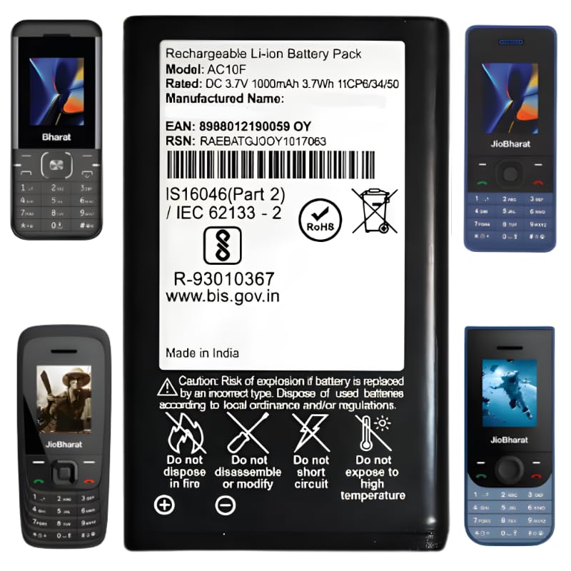 Image of AC10F 1000 Battery for Bharat V2||V3||V4 Phones