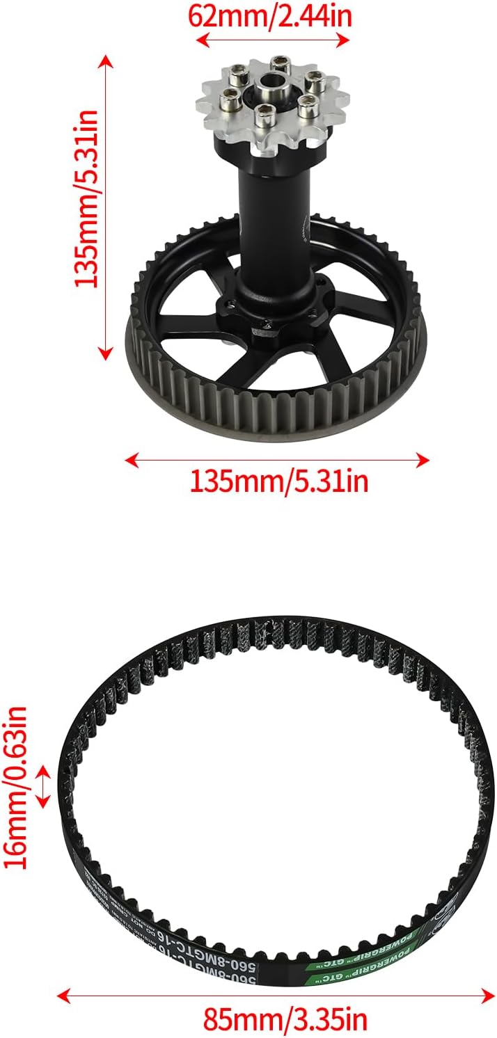 Center Shaft Sleeve Assembly and Primary Drive Belt 560-8M Combo for Surron Light Bee X/S/X160/X260