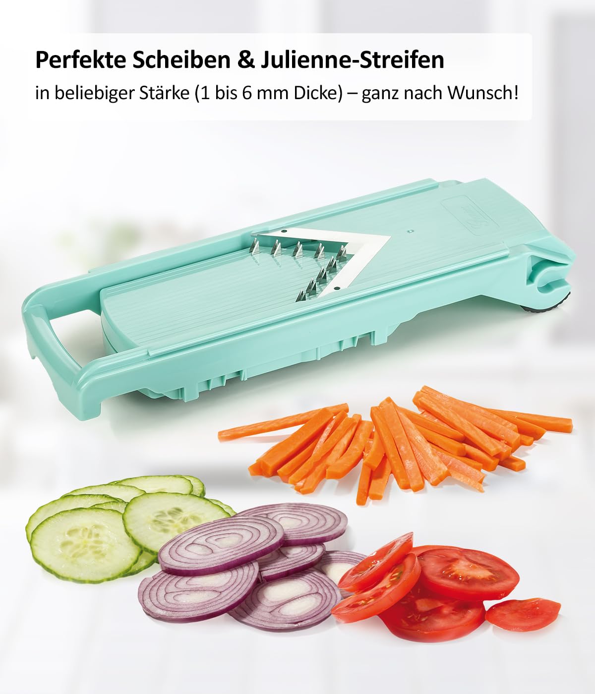 Genius Nicer Dicer Fusion Slicer Set Speed Vegetable Slicer Cucumber Slicer - Adjustable Slicer with Stainless Steel V Blade